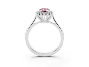Fancy Pink Emerald Cut Diamond Halo Ring Set in Silver with Plain Solitaire Band and Prong Setting