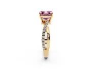 Asscher Cut Twist Engagement Ring Setting for a Fancy Pink Lab-Grown Diamond | Yellow Gold