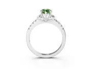 Marquise Side Stone Engagement Ring Setting for a Fancy Green Lab-Grown Diamond | Pave Band | Sterling Silver