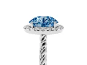 Round Rope Halo Engagement Ring Setting for a Fancy Blue Lab-Grown Diamond | Sterling Silver