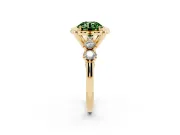 Round Floral Engagement Ring Setting for a Fancy Green Lab-Grown Diamond | Petal Frame | Yellow Gold