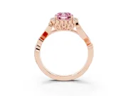 Cushion Cut Leaf Halo Engagement Ring Setting for a Fancy Pink Lab-Grown Diamond | Rose Gold