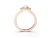 Pear Cut Diamond Halo Ring Set in Rose gold with Bezel Frame and Pavé Band