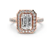 Emerald Cut Vintage Milgrain Halo Engagement Ring Setting | Pierced Gallery | Rose Gold