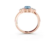 Emerald Cut Cluster Engagement Ring Setting for a Fancy Blue Lab-Grown Diamond | Rose Gold