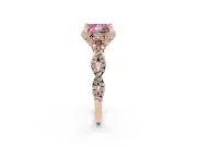Princess Cut Milgrain Halo Engagement Ring Setting for a Fancy Pink Lab-Grown Diamond | Graduated Shoulders | Rose Gold