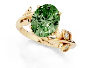 Oval Twisted Bypass Engagement Ring Setting for a Fancy Green Lab-Grown Diamond | Yellow Gold