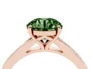 Round Pave Solitaire Engagement Ring Setting for a Fancy Green Lab-Grown Diamond | Sweeping Shoulders | Rose Gold
