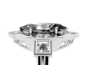 Fancy Black Marquise Cut Diamond Milgrain Halo Ring Set in Silver with Split Shank