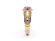 Round Halo Engagement Ring Setting for a Fancy Pink Lab-Grown Diamond | Split Shank | Yellow Gold