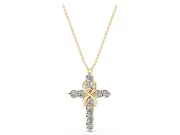 Round Lab-Grown Diamond Infinity Cross Pendant Necklace | Prong-Set Arms | Yellow Gold