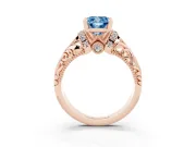 Cushion Cut Filigree Engagement Ring Setting for a Fancy Blue Lab-Grown Diamond | Rose Gold