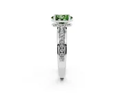 Oval Channel Set Engagement Ring Setting for a Fancy Green Lab-Grown Diamond | Rope Collar | Sterling Silver