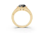 Heart-Shaped Milgrain Halo Engagement Ring Setting for a Black Center | Split Shank | Yellow Gold