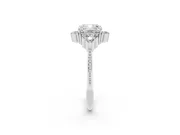 Cushion Cut Vintage Cluster Engagement Ring Setting | Beaded Edges | Sterling Silver