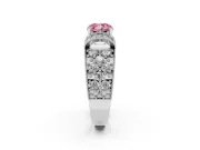 Fancy Pink Cushion Cut Diamond Milgrain Halo Pavé Engagement Ring Set in Platinum with Prong Setting