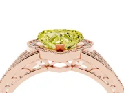 Fancy Yellow Heart Cut Diamond Halo Ring Set in Rose gold with Accent Split Shank and Prong Setting
