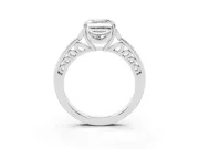 Asscher Cut Floral Pavé Engagement Ring Setting | Petal Accents | Sterling Silver