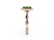 Emerald Cut Twist Halo Engagement Ring Setting for a Fancy Green Lab-Grown Diamond | Rose Gold
