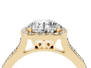 Round Pavé Halo Engagement Ring Setting | Yellow Gold
