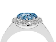 Fancy Blue Heart Cut Diamond Halo Engagement Ring Set in Silver with Solitaire Band and Prong Setting