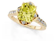 Radiant Cut Floral Petal Engagement Ring Setting for a Fancy Yellow Lab-Grown Diamond | Petal Accents | Yellow Gold