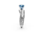 Fancy Blue Princess Cut Diamond Solitaire Twist Band Ring Set in Silver with Pavé Setting and Prong Head