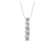 Round Lab-Grown Diamond Graduated Swirl Drop Pendant Necklace | S-Curve Ribbon | White Gold