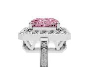 Radiant Cut Halo Engagement Ring Setting for a Fancy Pink Lab-Grown Diamond | Polished Halo Rim | Platinum
