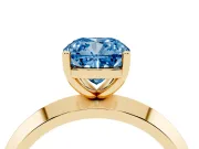 Cushion Cut Knife-Edge Engagement Ring Setting for a Fancy Blue Lab-Grown Diamond | Yellow Gold