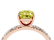 Emerald Cut Pavé Engagement Ring Setting for a Fancy Yellow Lab-Grown Diamond | Rose Gold