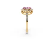 Oval Halo Engagement Ring Setting for a Fancy Pink Lab-Grown Diamond | Pavé Band | Yellow Gold
