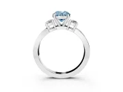 Fancy Blue Three-Stone Oval Cut Diamond Twist Band Ring Set in Platinum with Pavé Accents and Prong Setting