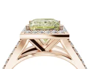 Princess Cut Halo Pavé Engagement Ring Setting for a Fancy Yellow Lab-Grown Diamond | Narrow Split Shank | Rose Gold