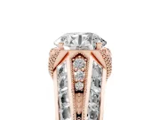 Round Cut Diamond Vintage-Inspired Milgrain Ring Set in Rose gold with Accent Split Shank