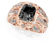 Radiant Cut Art Deco Graduated Engagement Ring Setting for a Black Center | Split Shank | Rose Gold
