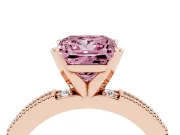 Princess Cut Vintage Pavé Engagement Ring Setting for a Fancy Pink Lab-Grown Diamond | Rose Gold