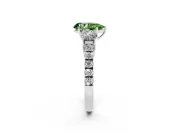 Pear-Shaped Engagement Ring Setting for a Fancy Green Lab-Grown Diamond | Three Stone | Sterling Silver