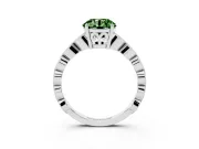 Fancy Green Round Cut Diamond Solitaire Ring Set in White gold with Infinity Twist Pavé Band