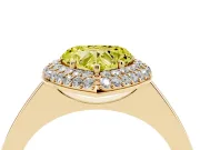 Heart-Shaped Pave Halo Engagement Ring Setting for a Fancy Yellow Lab-Grown Diamond | Slim Plain Band | Yellow Gold