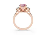 Round Three-Stone Engagement Ring Setting for a Fancy Pink Lab-Grown Diamond | Rose Gold