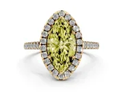 Marquise Raised Halo Engagement Ring Setting for a Fancy Yellow Lab-Grown Diamond | Yellow Gold