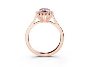Fancy Pink Emerald Cut Diamond Halo Ring Set in Rose gold with Plain Solitaire Band and Prong Setting