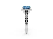 Radiant Cut Accented Halo Engagement Ring Setting for a Fancy Blue Lab-Grown Diamond | White Gold