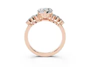 Heart Cut Diamond Cluster Engagement Ring Set in Rose gold with Pavé Band and Prong Setting