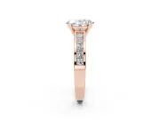 Oval Cut Diamond Solitaire Ring Set in Rose gold with Channel-Set Band and Prong Setting
