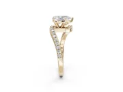 Pear-Shaped Bypass Pavé Solitaire Engagement Ring Setting | Swirl Band | Yellow Gold
