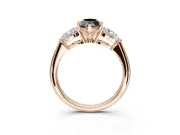 Marquise Three-Stone Engagement Ring Setting for a Black Center | Pear Side Stones | Rose Gold