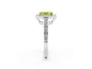 Fancy Yellow Emerald Cut Diamond Halo Pavé Engagement Ring Set in Silver with Bezel Setting
