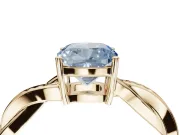 Cushion Cut Twisted Pavé Solitaire Engagement Ring Setting for a Fancy Blue Lab-Grown Diamond | Yellow Gold